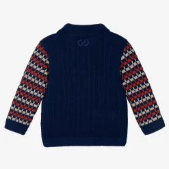 Gucci Tops*Boys Blue Stripe Cotton Knit Cardigan