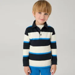 Mayoral Tops*Boys Blue Striped Cotton Polo Shirt
