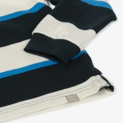 Mayoral Tops*Boys Blue Striped Cotton Polo Shirt