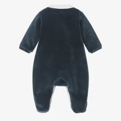 Tartine et Chocolat Babysuits*Boys Blue Velour Babygrow
