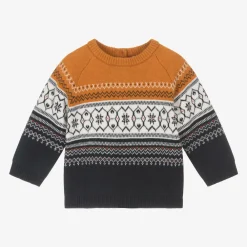 Carrément Beau Tops*Boys Blue Wool & Cotton Sweater