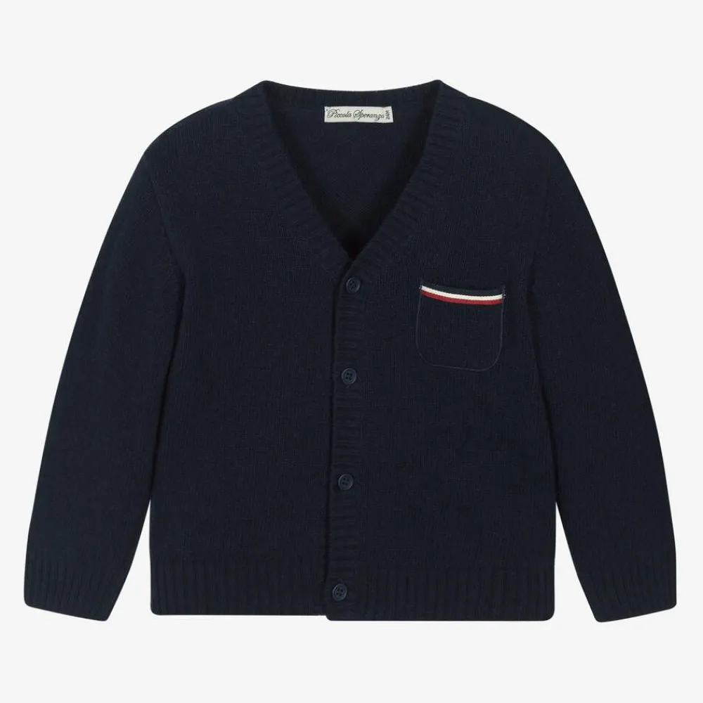 Piccola Speranza Tops*Boys Blue Wool Knit Cardigan