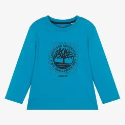 Timberland Tops*Boys Bright Blue Logo Print Top