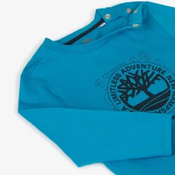 Timberland Tops*Boys Bright Blue Logo Print Top