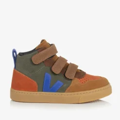 VEJA Trainers*Boys Brown & Blue Suede Leather V-10 Trainers