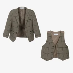 Beau KiD Suits*Boys Brown Check Suit