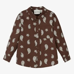 Mini Rodini Tops*Boys Brown Organic Cotton Paisley Shirt