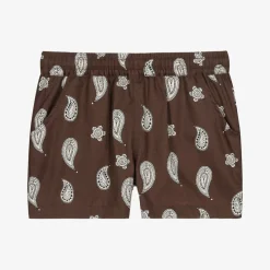 Mini Rodini Shorts*Boys Brown Organic Cotton Paisley Shorts