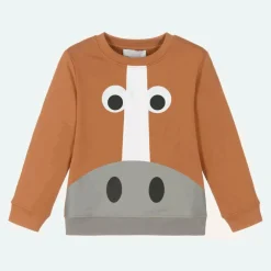 Stella McCartney Kids Tops*Boys Brown Organic Horse Sweatshirt