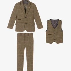 House of Cavani Suits*Boys Brown Tweed Albert Suit