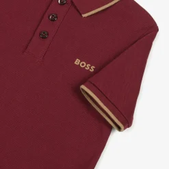 BOSS Tops*Boys Burgundy Red Cotton Polo Shirt