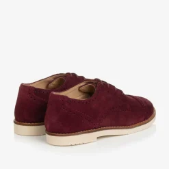 Childrens Classics Traditional Shoes|Brogues*Boys Burgundy Red Suede Leather Brogue Shoes