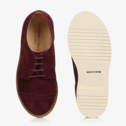 Childrens Classics Traditional Shoes|Brogues*Boys Burgundy Red Suede Leather Brogue Shoes