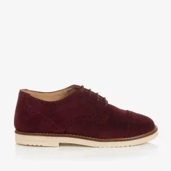 Childrens Classics Traditional Shoes|Brogues*Boys Burgundy Red Suede Leather Brogue Shoes
