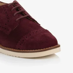 Childrens Classics Traditional Shoes|Brogues*Boys Burgundy Red Suede Leather Brogue Shoes