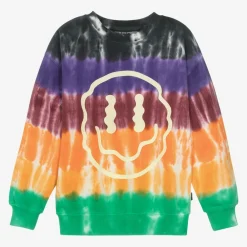 Molo Tops*Boys Cotton Tie Dye Happy Face Sweatshirt StripyDye
