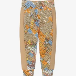 Burberry Trousers*Boys Dark Beige Cotton Logo Joggers