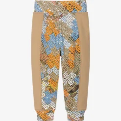 Burberry Trousers*Boys Dark Beige Cotton Logo Joggers