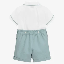 Ancar Outfit Sets*Boys Green & White Cotton Buster Suit