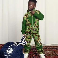 Mini Rodini Tops*Boys Green Camouflage Fleece Zip-Up Top