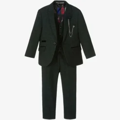 House of Cavani Suits|Suits*Boys Green Check Caridi Suit Olive