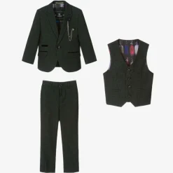 House of Cavani Suits|Suits*Boys Green Check Caridi Suit Olive
