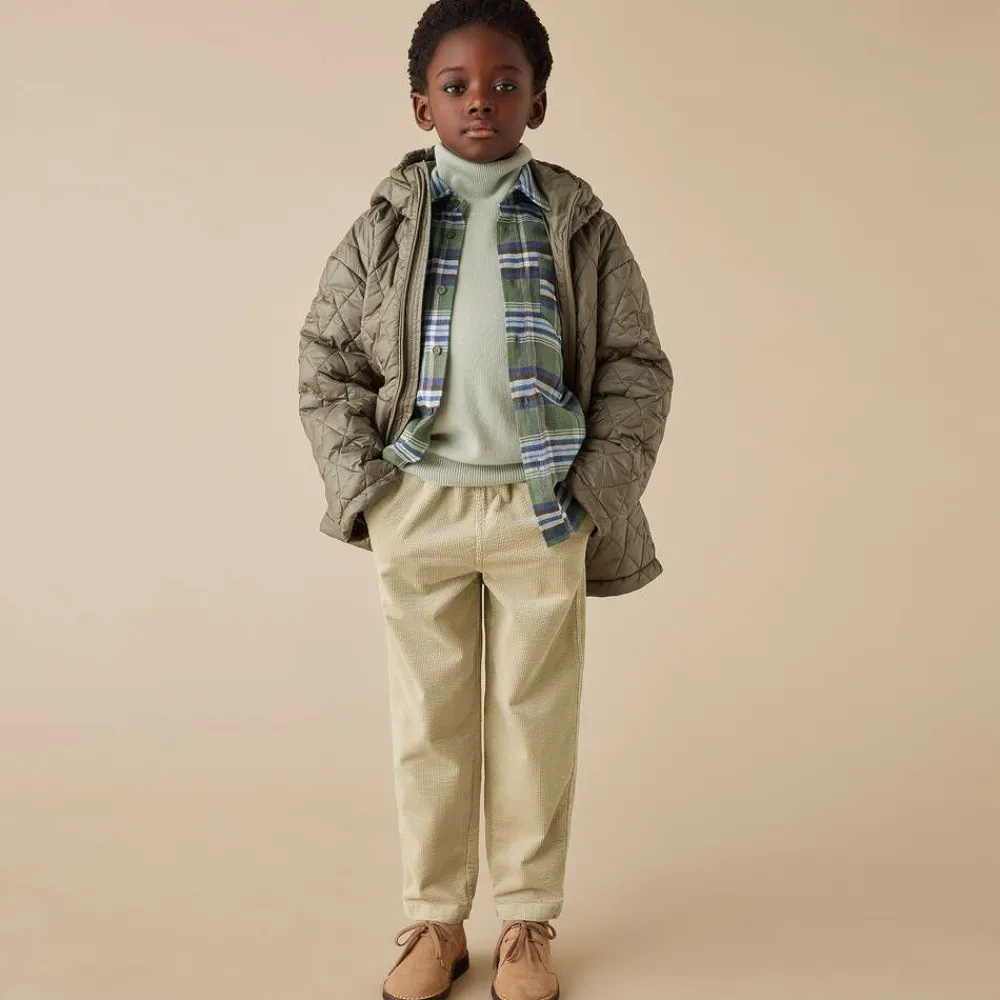 Il Gufo Tops*Boys Green Check Cotton Shirt