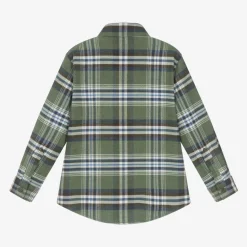 Il Gufo Tops*Boys Green Check Cotton Shirt