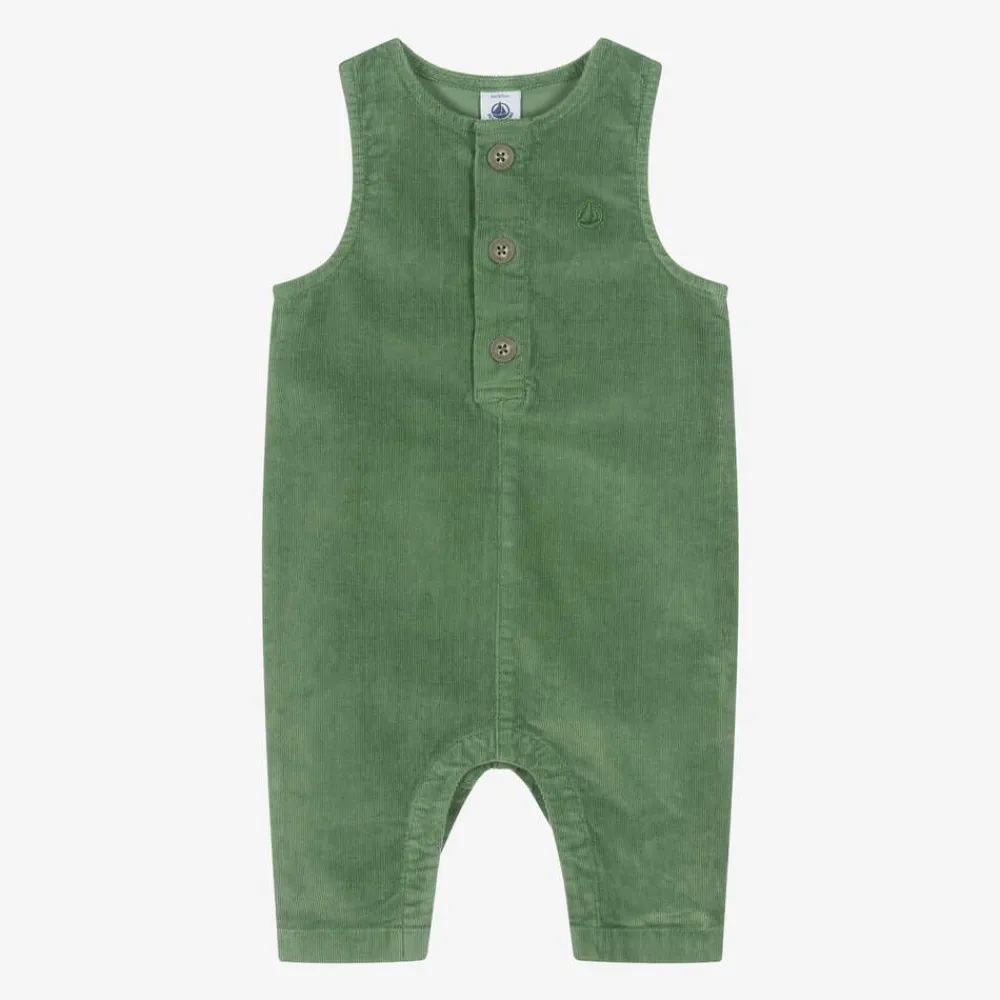 Petit Bateau Trousers*Boys Green Corduroy Dungarees