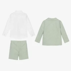 Beatrice amp; George Suits*Boys Green Cotton & Linen Shorts Suit