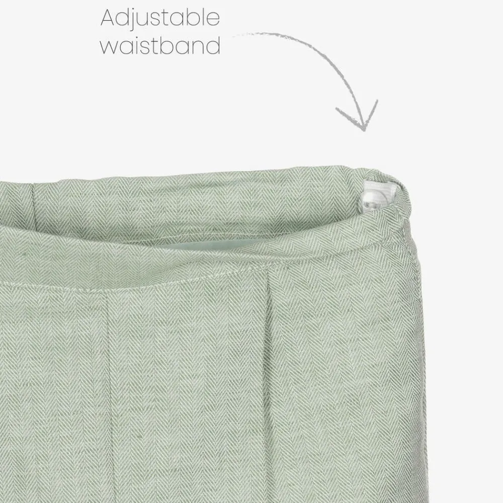 Beatrice amp; George Suits*Boys Green Cotton & Linen Shorts Suit