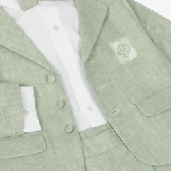 Beatrice amp; George Suits*Boys Green Cotton & Linen Shorts Suit