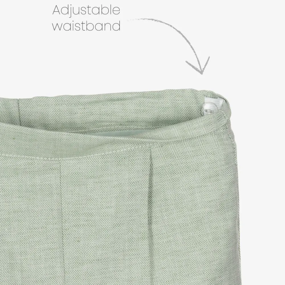 Beatrice amp; George Suits|Suits*Boys Green Cotton & Linen Waistcoat Suit