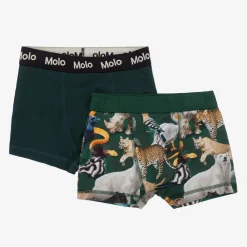 Molo Underwear*Boys Green Cotton Animal Boxers (2 Pack)