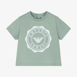 Emporio Armani Tops*Boys Green Cotton Eagle Logo T-Shirt