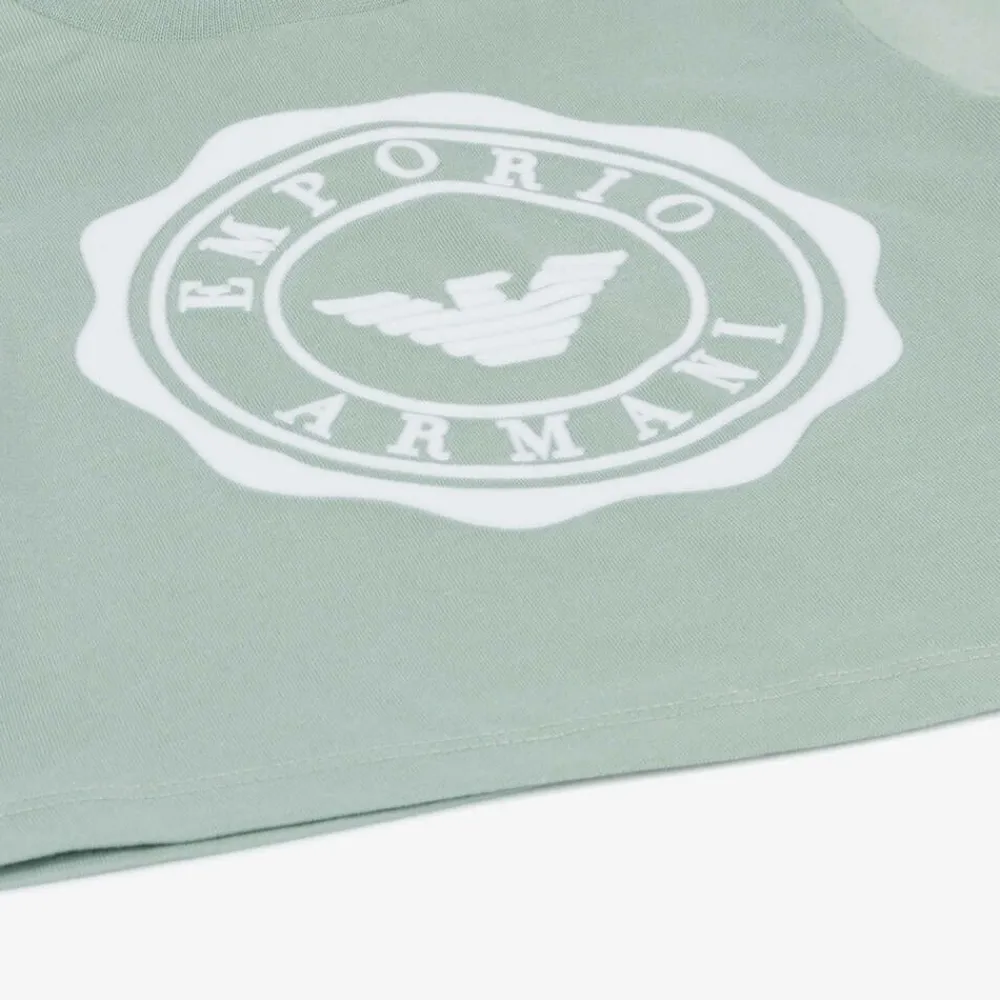 Emporio Armani Tops*Boys Green Cotton Eagle Logo T-Shirt