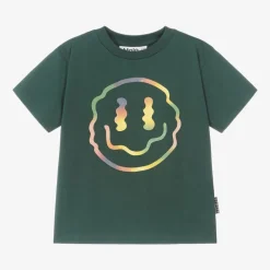 Molo Tops*Boys Green Cotton Happy Face T-Shirt
