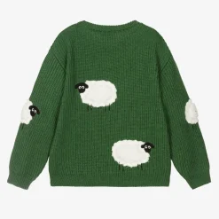 Stella McCartney Kids Tops*Boys Green Cotton Knit Ribbed Sweater