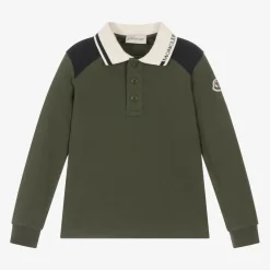 Moncler Enfant Tops*Boys Green Cotton Polo Shirt