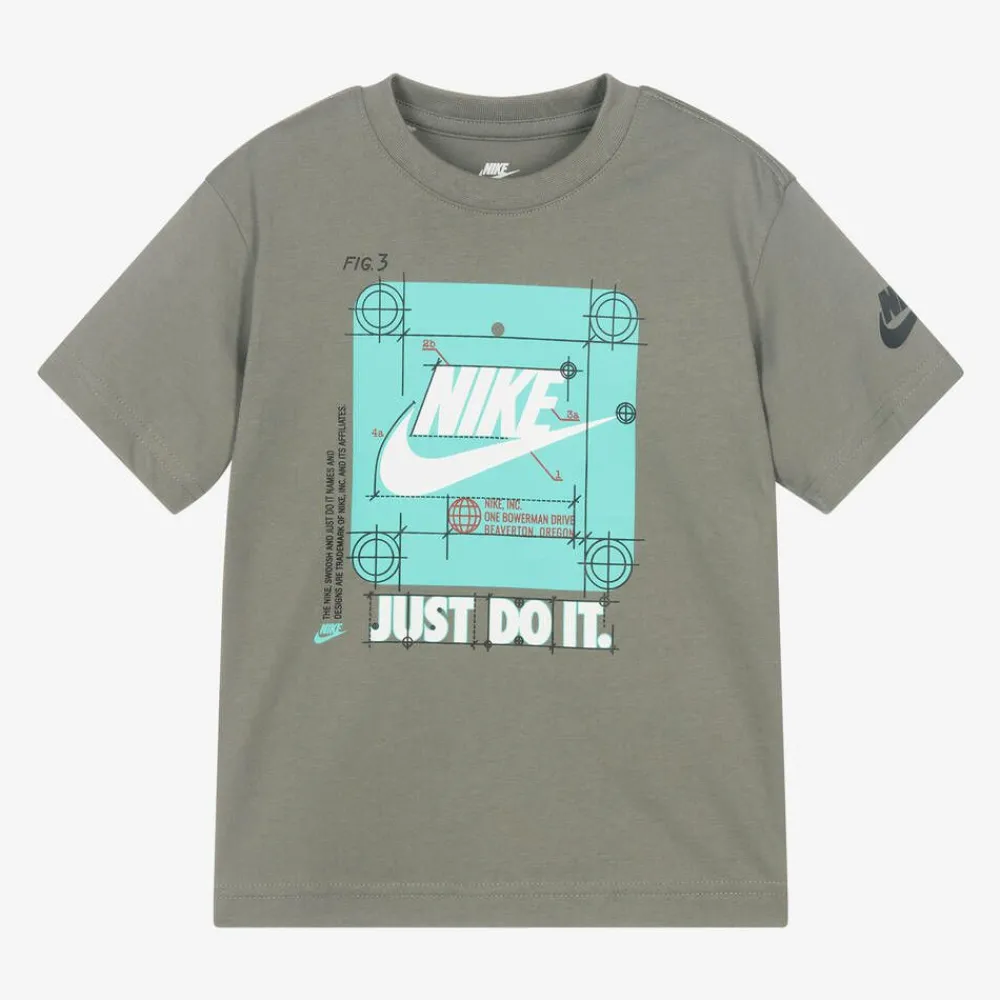 Nike Tops*Boys Green Graphic Print Cotton T-Shirt