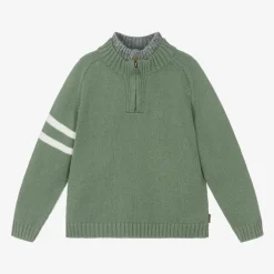Boboli Tops*Boys Green Half Zip Knitted Sweater