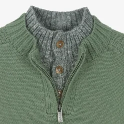 Boboli Tops*Boys Green Half Zip Knitted Sweater