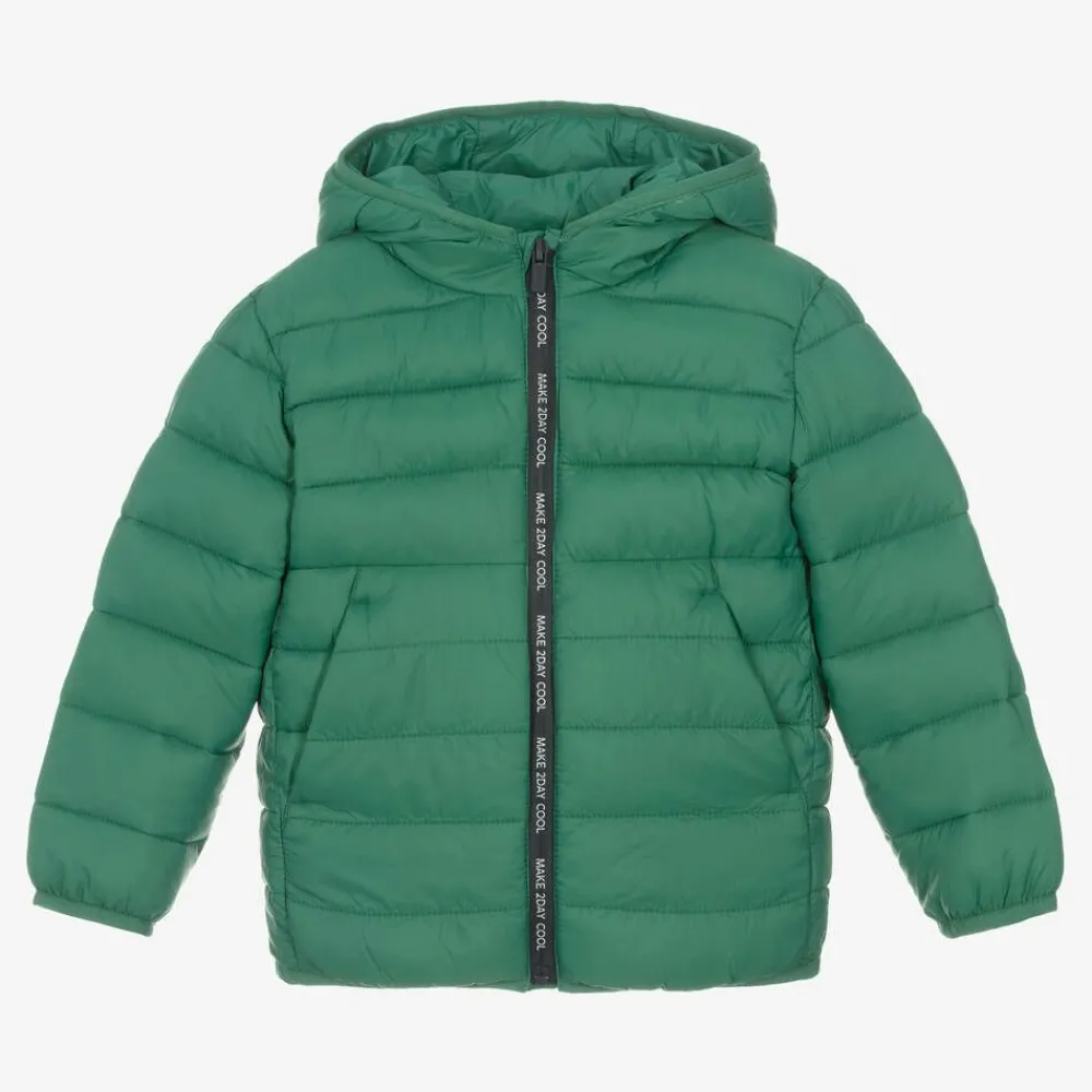 Mayoral Coats & Jackets*Boys Green Hooded Puffer Jacket