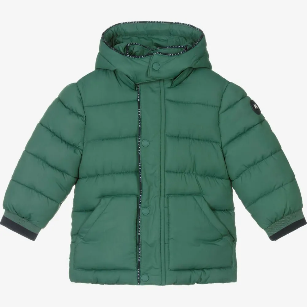 Mayoral Coats & Jackets*Boys Green Hooded Puffer Coat