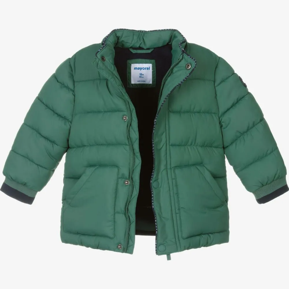 Mayoral Coats & Jackets*Boys Green Hooded Puffer Coat