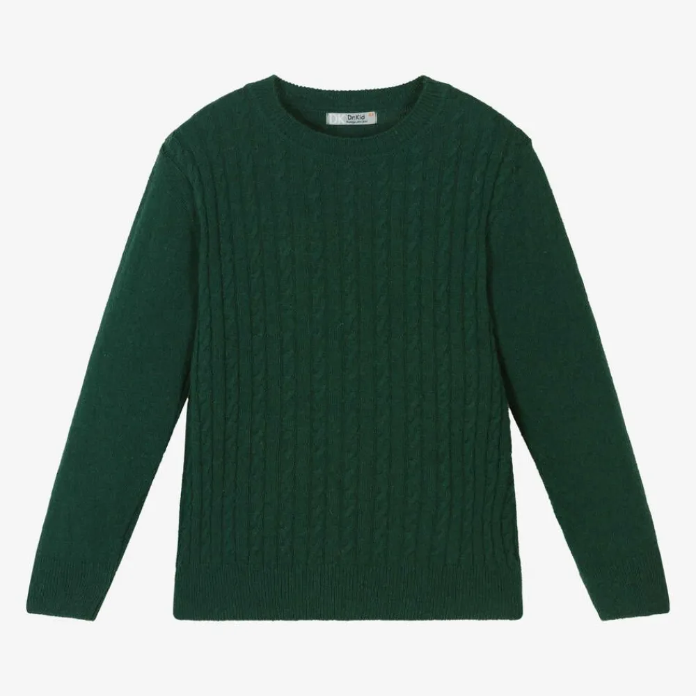 Dr. Kid Tops*Boys Green Knitted Cotton & Wool Sweater