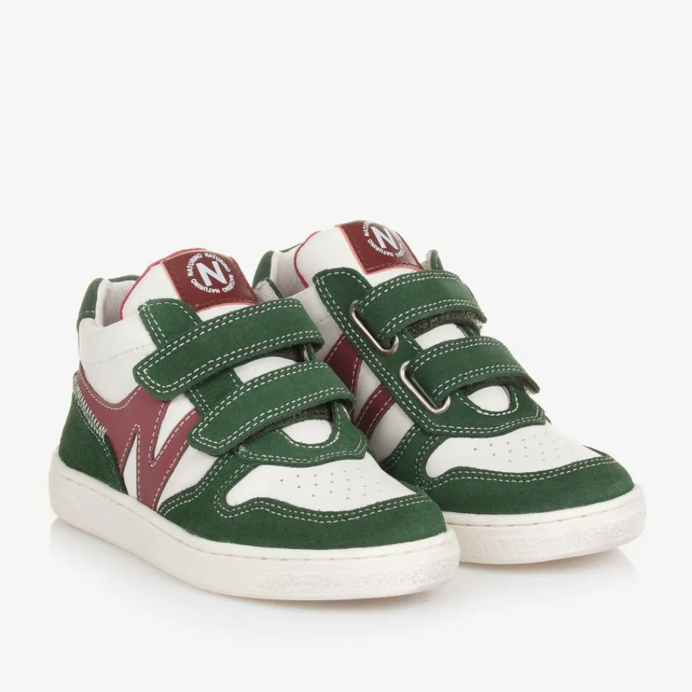 Naturino Trainers|Trainers*Boys Green Leather Velcro Trainers