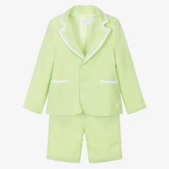 Patachou Suits*Boys Green Linen Shorts Suit