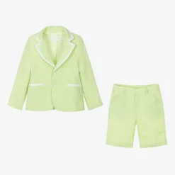 Patachou Suits*Boys Green Linen Shorts Suit