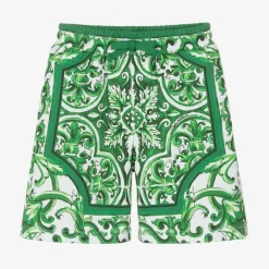 Dolce amp; Gabbana Shorts*Boys Green Majolica Cotton Shorts